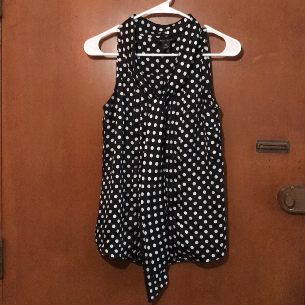 Sleeveless Black Polkadot Blouse